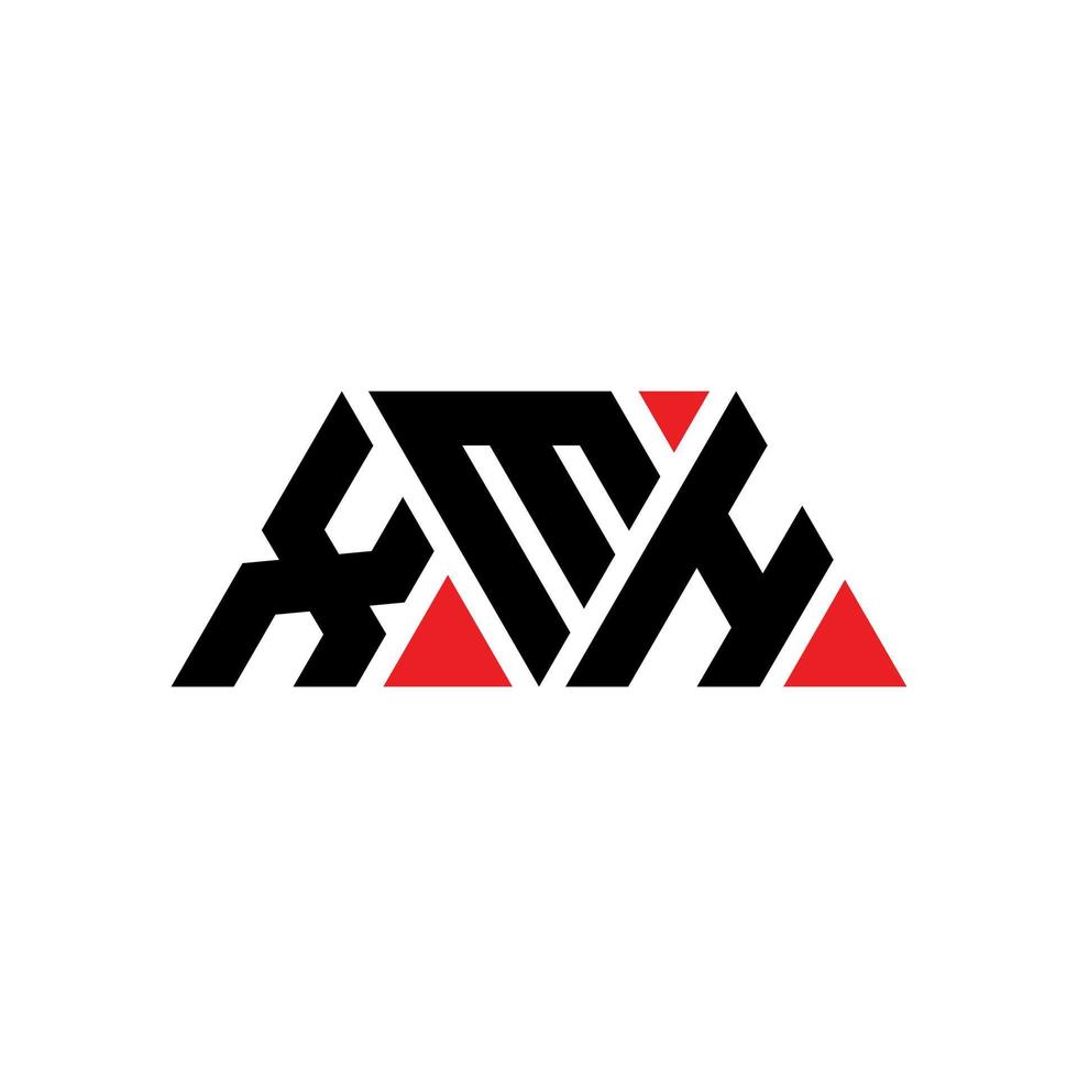 diseño de logotipo de letra triangular xmh con forma de triángulo. monograma de diseño del logotipo del triángulo xmh. plantilla de logotipo de vector de triángulo xmh con color rojo. logotipo triangular xmh logotipo simple, elegante y lujoso. xmh