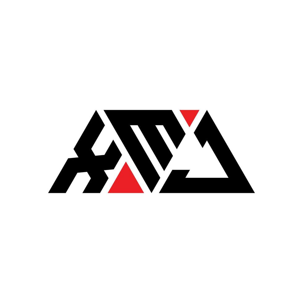 diseño de logotipo de letra triangular xmj con forma de triángulo. monograma de diseño del logotipo del triángulo xmj. plantilla de logotipo de vector de triángulo xmj con color rojo. logotipo triangular xmj logotipo simple, elegante y lujoso. xmj