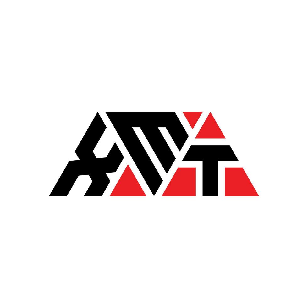 diseño de logotipo de letra triangular xmt con forma de triángulo. monograma de diseño del logotipo del triángulo xmt. plantilla de logotipo de vector de triángulo xmt con color rojo. logotipo triangular xmt logotipo simple, elegante y lujoso. xmt