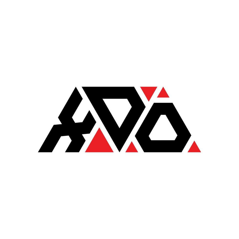 XDO triangle letter logo design with triangle shape. XDO triangle logo design monogram. XDO triangle vector logo template with red color. XDO triangular logo Simple, Elegant, and Luxurious Logo. XDO