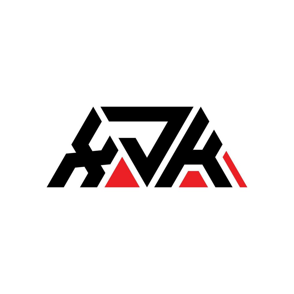XJK triangle letter logo design with triangle shape. XJK triangle logo design monogram. XJK triangle vector logo template with red color. XJK triangular logo Simple, Elegant, and Luxurious Logo. XJK