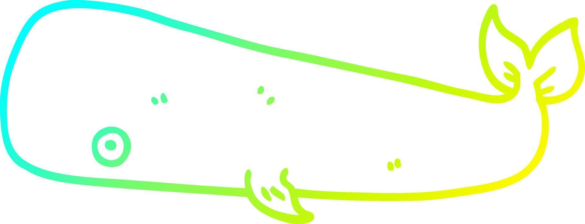 línea de gradiente frío dibujo ballena de dibujos animados vector