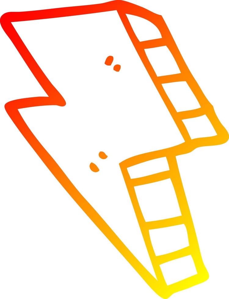 warm gradient line drawing cartoon lightning bolt vector