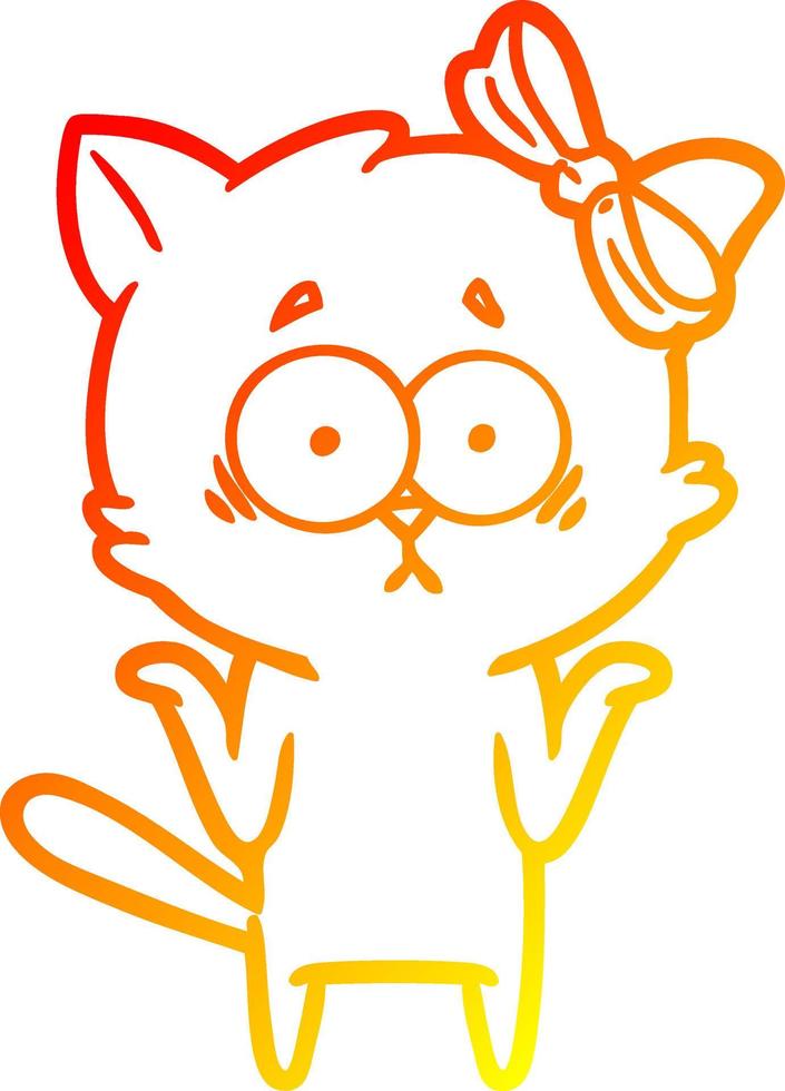 warm gradient line drawing cartoon cat vector