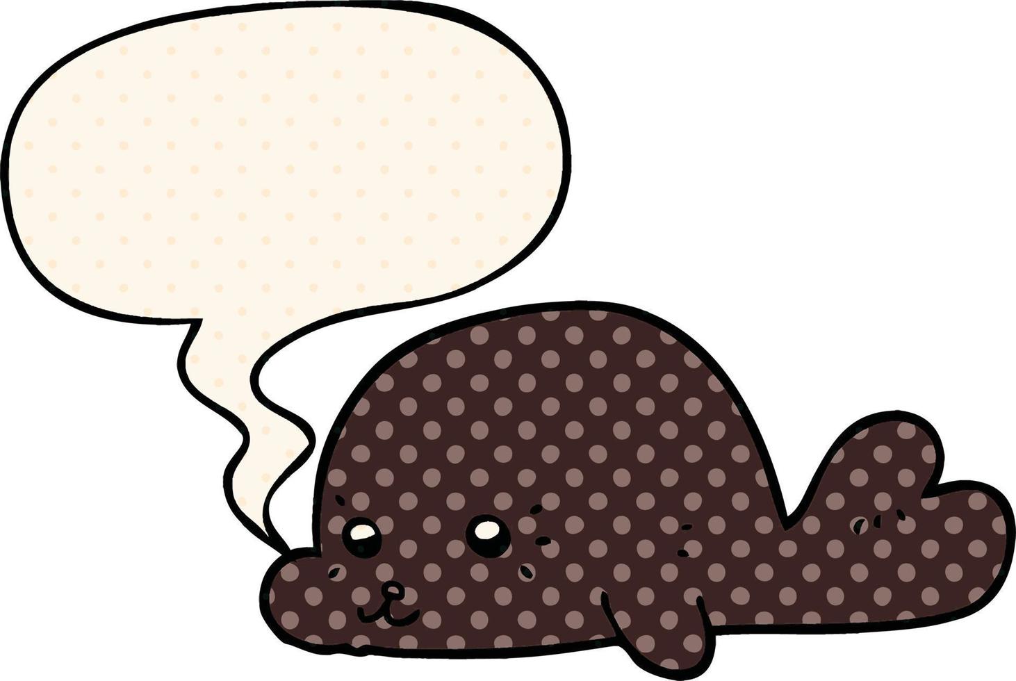 cartoon baby seal and speech bubble in comic book style vector