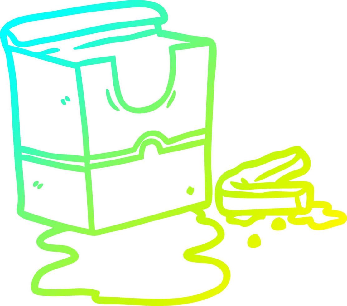 cold gradient line drawing empty box of fries vector