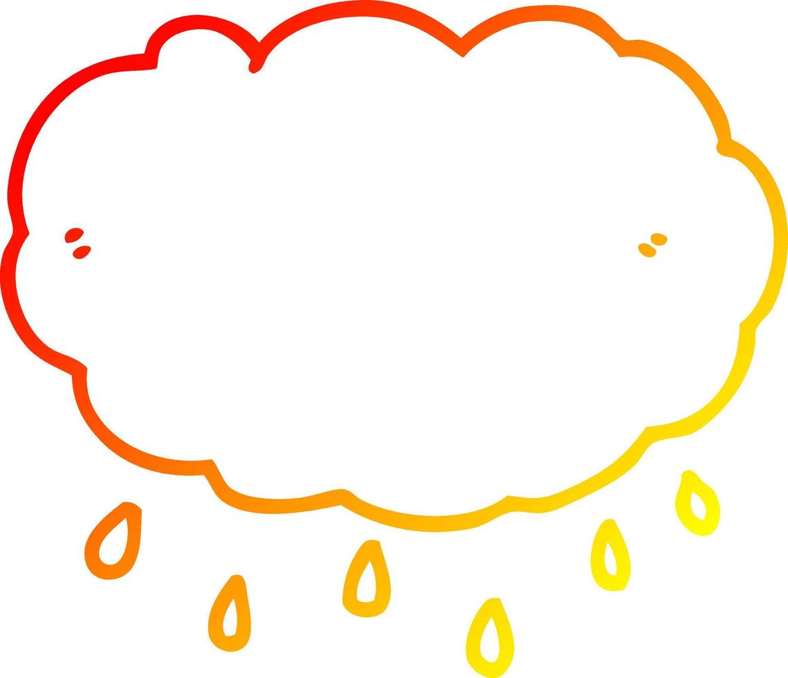 cálido gradiente línea dibujo dibujos animados lluvia nube vector