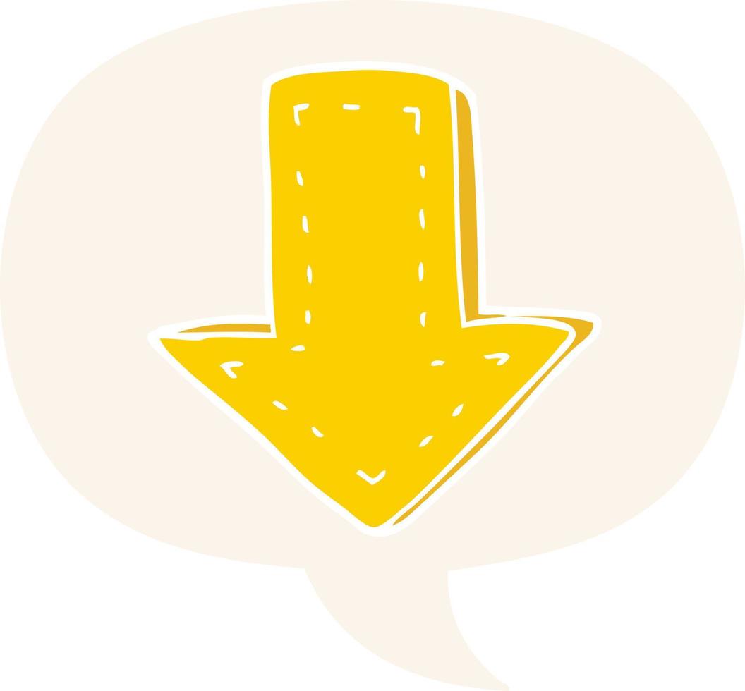caricatura, señalar, flecha, y, burbuja del discurso, en, estilo retro vector