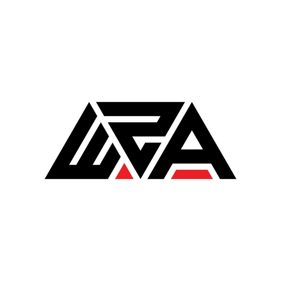 WZA triangle letter logo design with triangle shape. WZA triangle logo design monogram. WZA triangle vector logo template with red color. WZA triangular logo Simple, Elegant, and Luxurious Logo. WZA