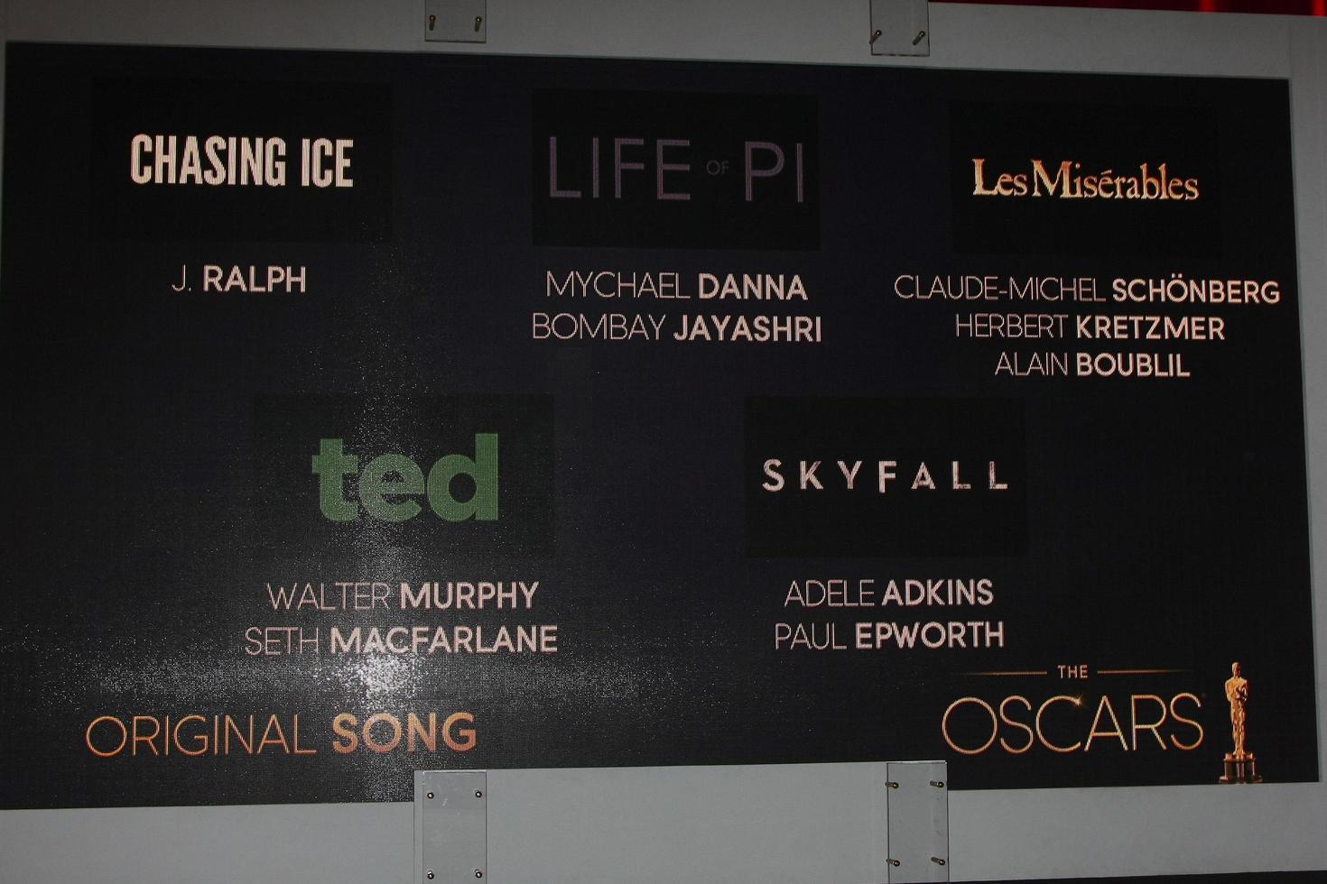 LOS ANGELES, JAN 10 - Original Song Nominations at the 2013 Academy Award nomination announcements at Samuel Goldwyn Theater on January 10, 2013 in Beverly Hills, CA photo