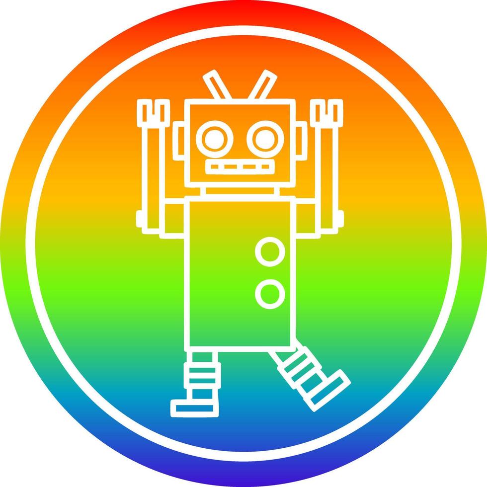 robot de baile circular en el espectro del arco iris vector