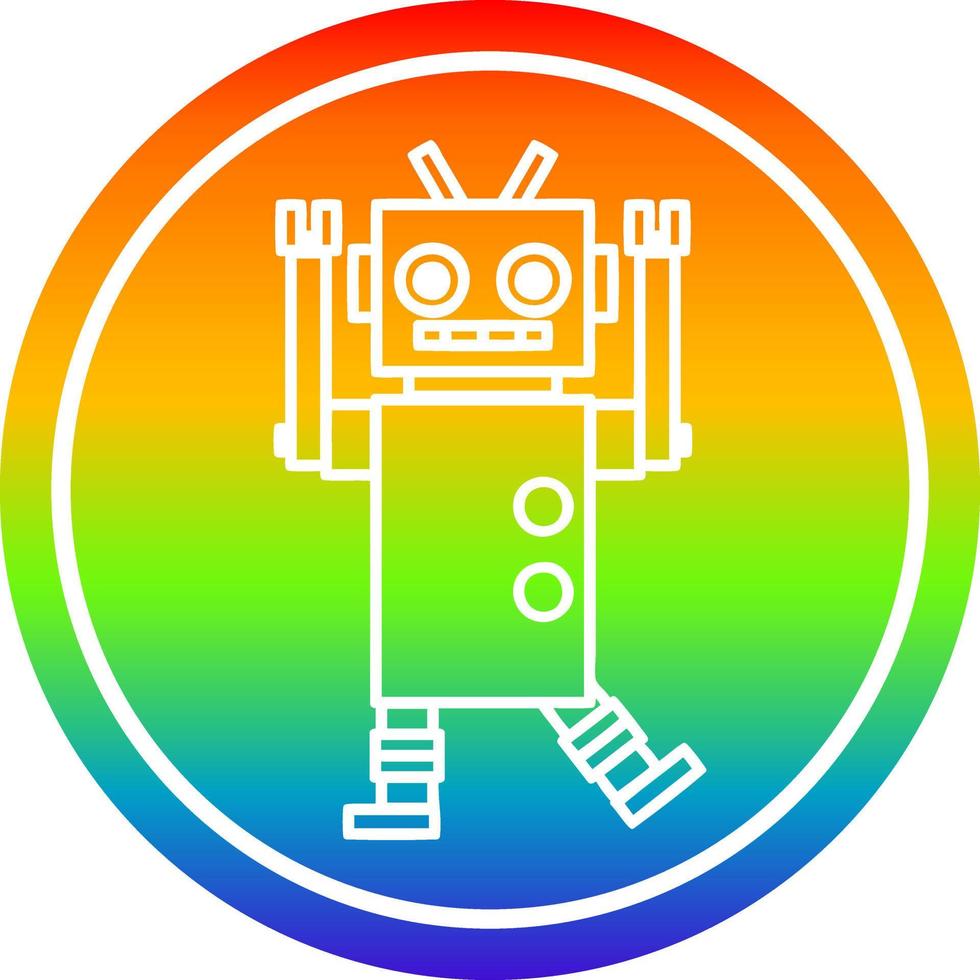 dancing robot circular in rainbow spectrum vector