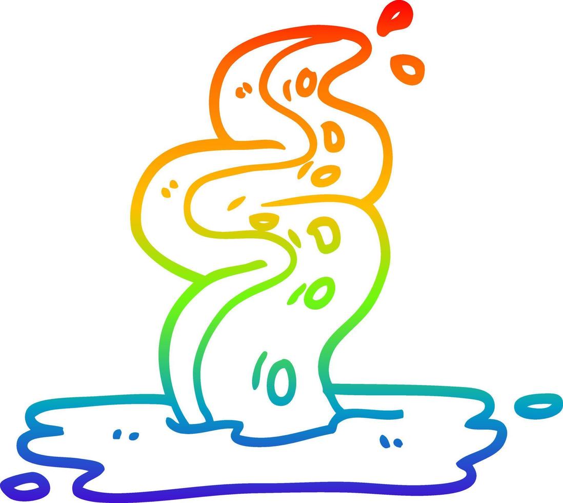 rainbow gradient line drawing cartoon spooky tentacle vector