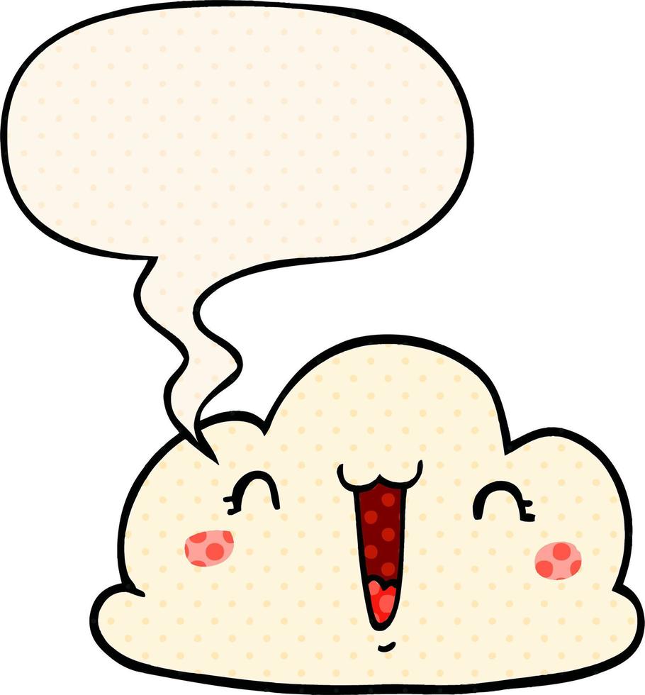 cartoon cloud and speech bubble in comic book style vector