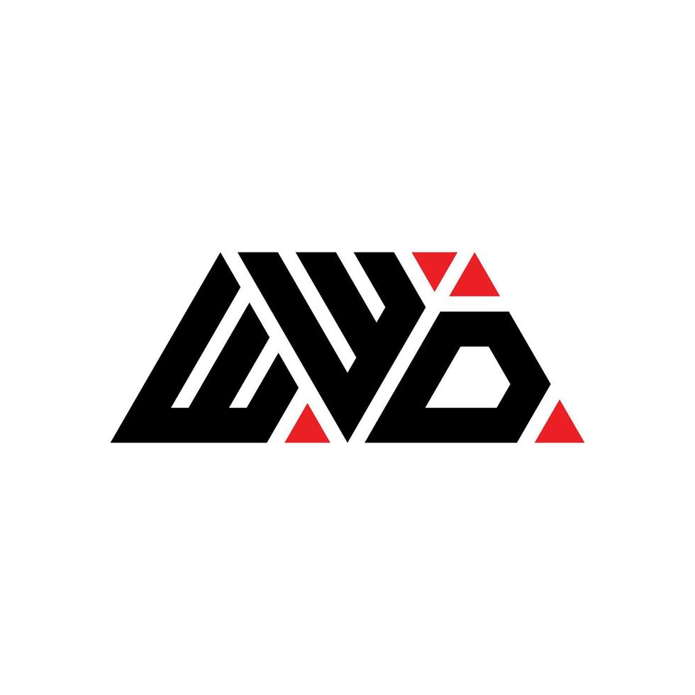 WWD triangle letter logo design with triangle shape. WWD triangle logo design monogram. WWD triangle vector logo template with red color. WWD triangular logo Simple, Elegant, and Luxurious Logo. WWD