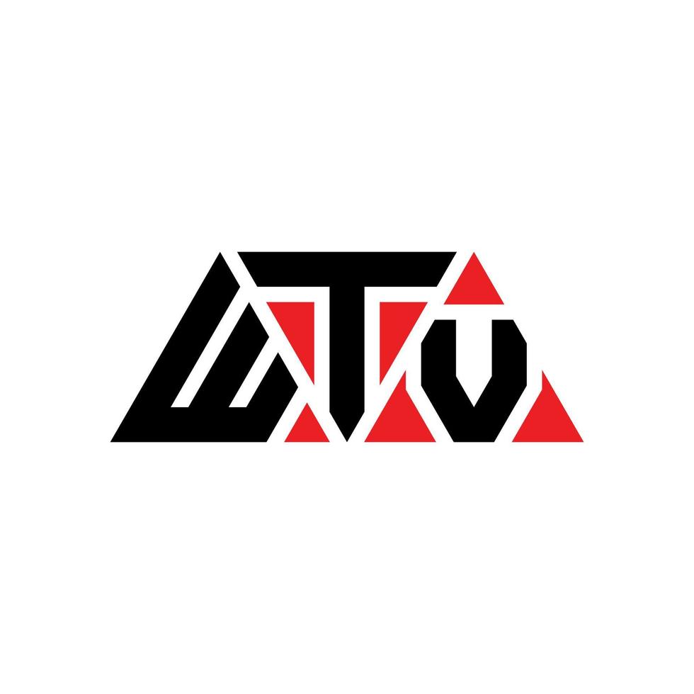 diseño de logotipo de letra de triángulo wtv con forma de triángulo. monograma de diseño del logotipo del triángulo wtv. plantilla de logotipo de vector de triángulo wtv con color rojo. logo triangular wtv logo simple, elegante y lujoso. wtv