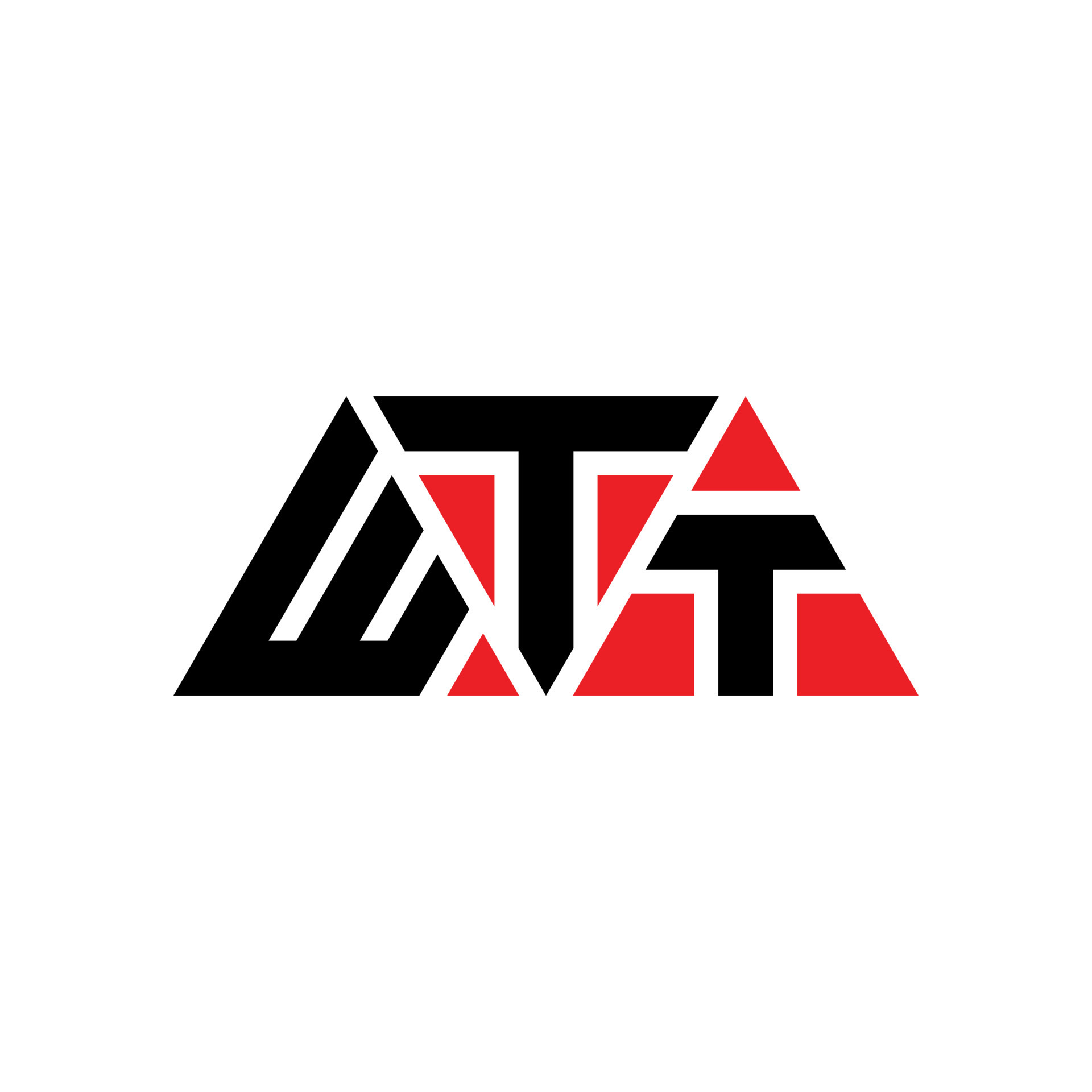 WTT triangle letter logo design with triangle shape. WTT triangle logo