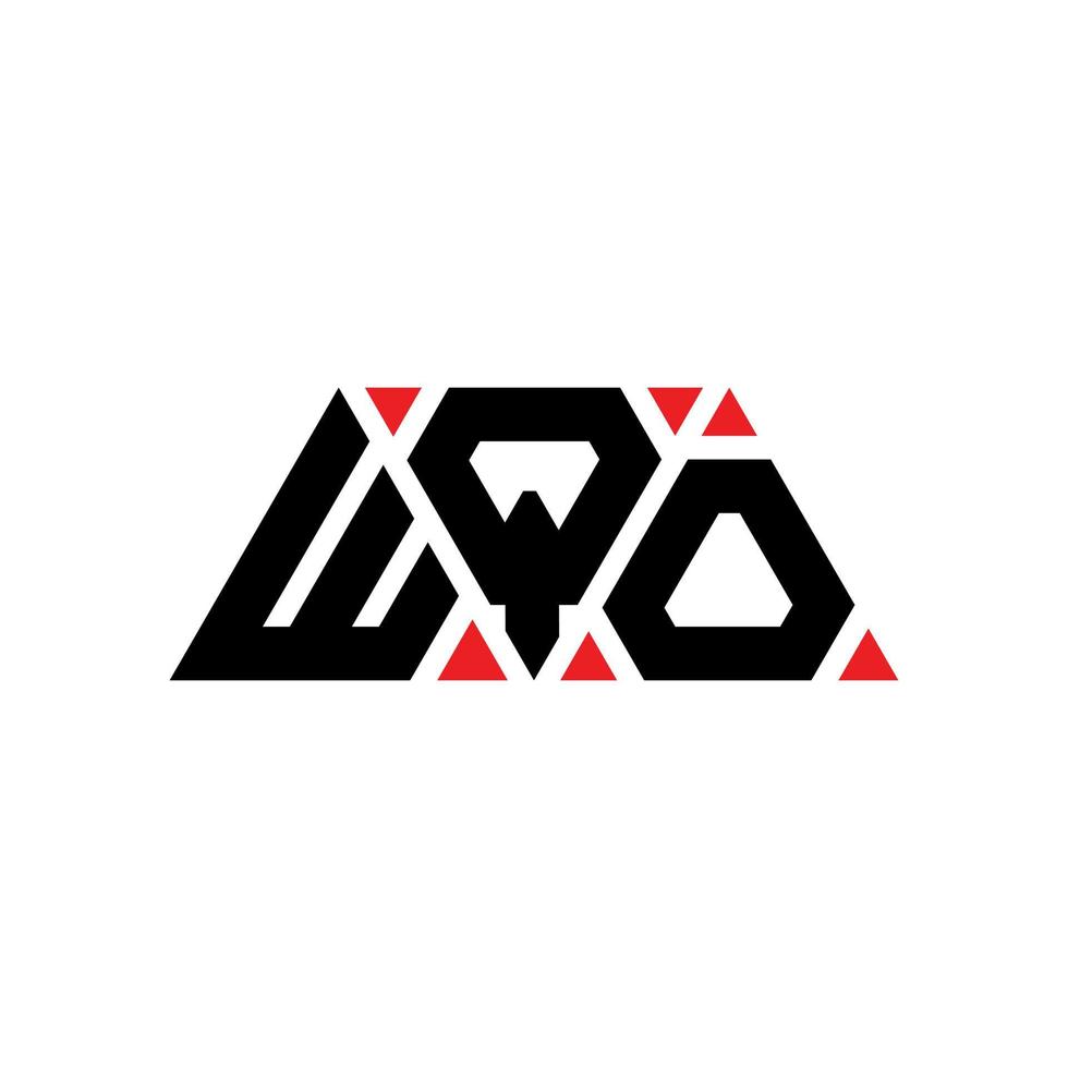 WQO triangle letter logo design with triangle shape. WQO triangle logo design monogram. WQO triangle vector logo template with red color. WQO triangular logo Simple, Elegant, and Luxurious Logo. WQO