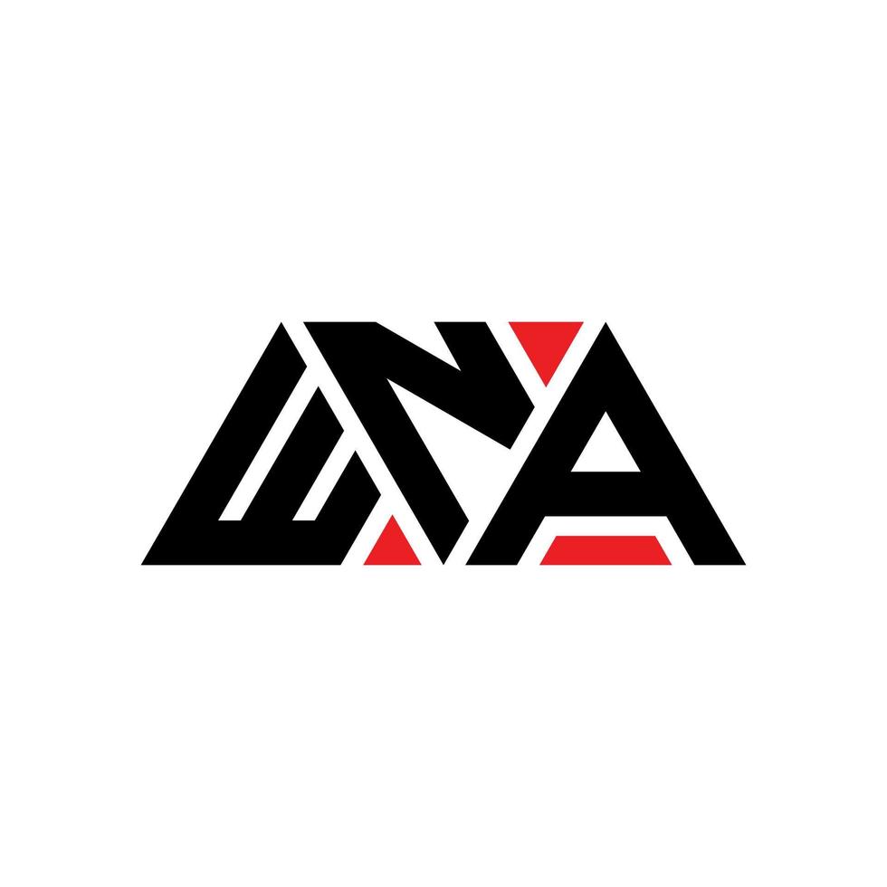 diseño de logotipo de letra triangular wna con forma de triángulo. monograma de diseño del logotipo del triángulo wna. plantilla de logotipo de vector de triángulo wna con color rojo. wna logo triangular logo simple, elegante y lujoso. wna