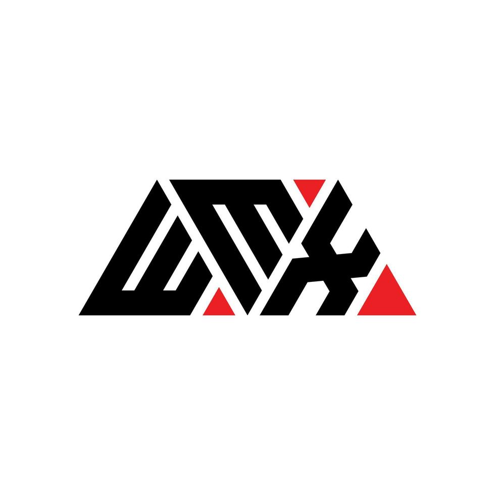 diseño de logotipo de letra triangular wmx con forma de triángulo. monograma de diseño de logotipo de triángulo wmx. plantilla de logotipo de vector de triángulo wmx con color rojo. logotipo triangular wmx logotipo simple, elegante y lujoso. wmx