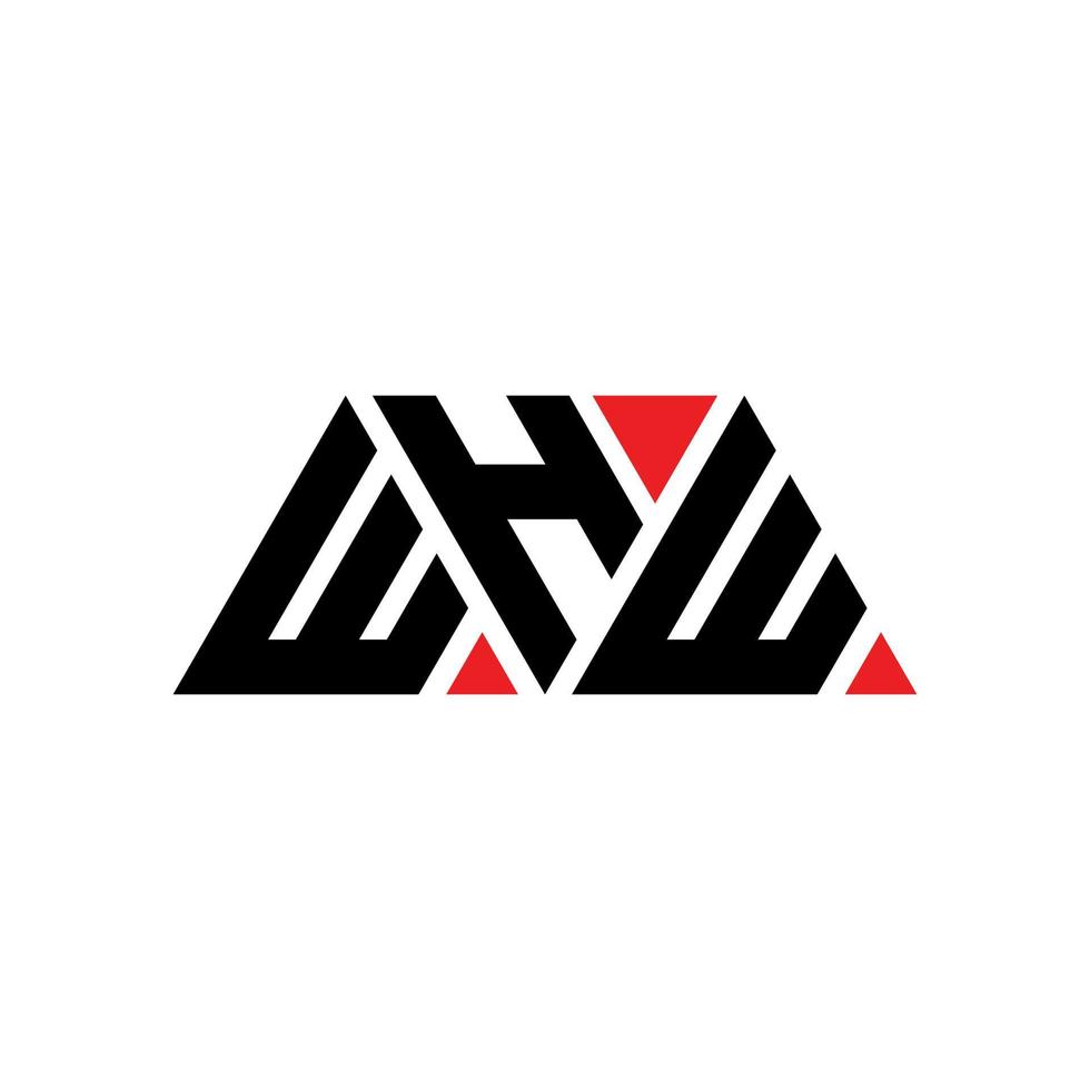 WHW triangle letter logo design with triangle shape. WHW triangle logo design monogram. WHW triangle vector logo template with red color. WHW triangular logo Simple, Elegant, and Luxurious Logo. WHW
