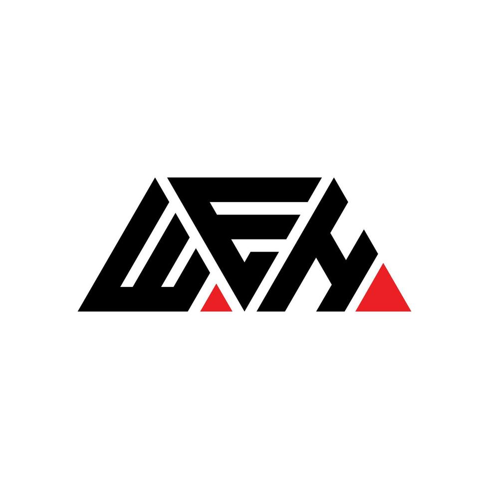 WEH triangle letter logo design with triangle shape. WEH triangle logo design monogram. WEH triangle vector logo template with red color. WEH triangular logo Simple, Elegant, and Luxurious Logo. WEH