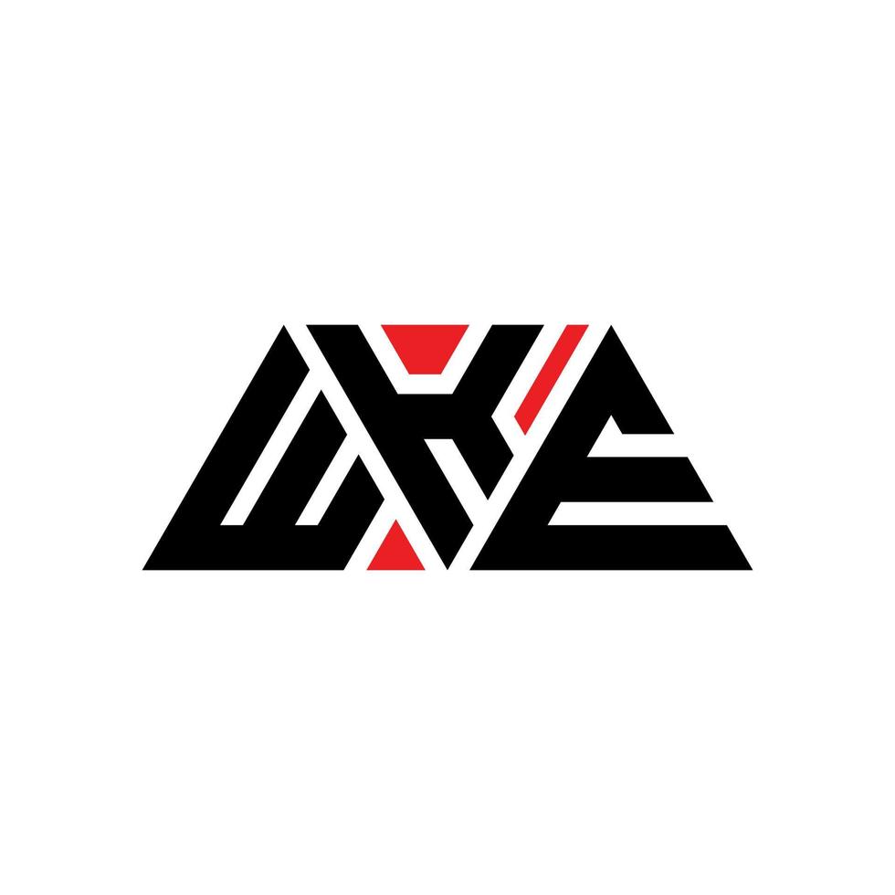 WKE triangle letter logo design with triangle shape. WKE triangle logo design monogram. WKE triangle vector logo template with red color. WKE triangular logo Simple, Elegant, and Luxurious Logo. WKE