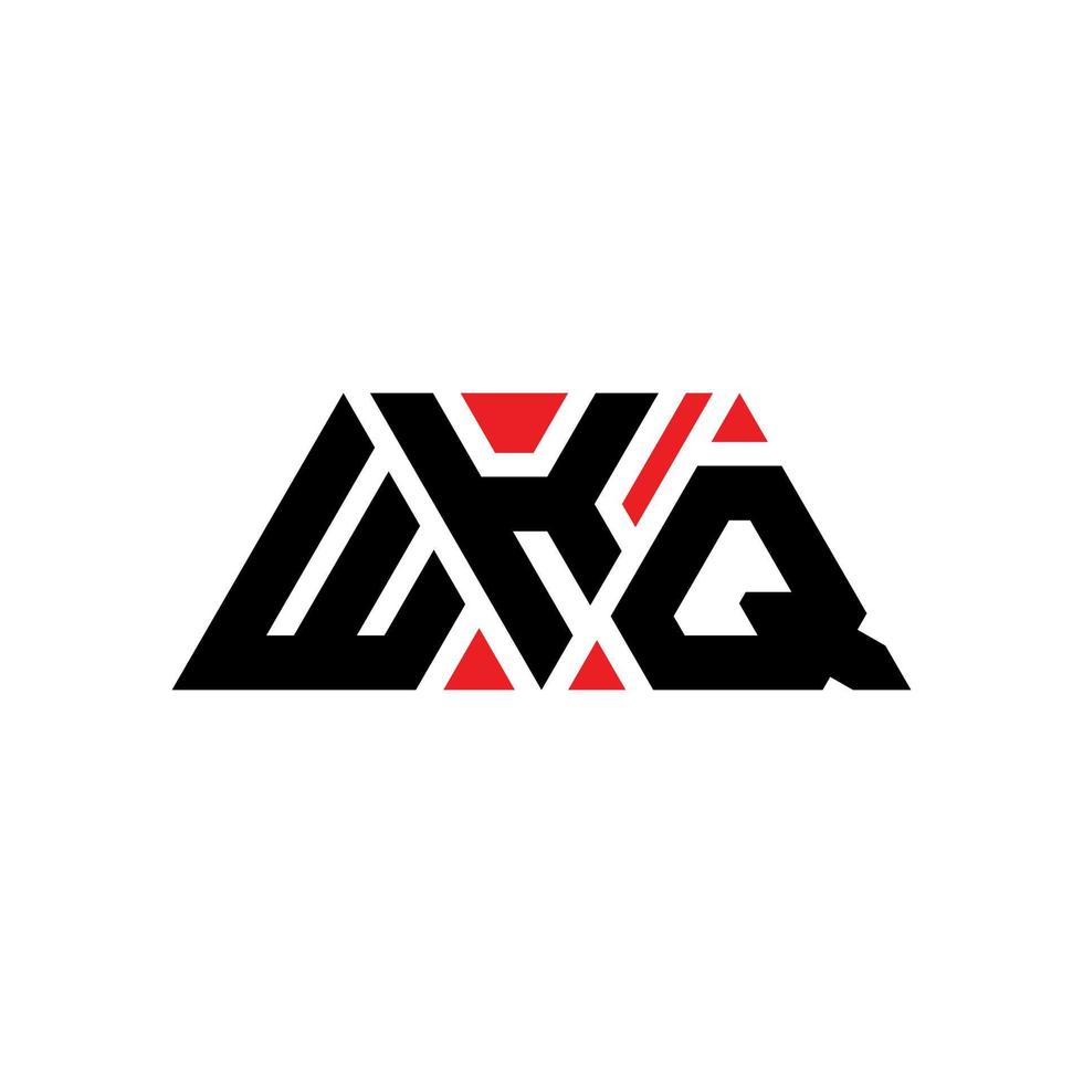WKQ triangle letter logo design with triangle shape. WKQ triangle logo design monogram. WKQ triangle vector logo template with red color. WKQ triangular logo Simple, Elegant, and Luxurious Logo. WKQ