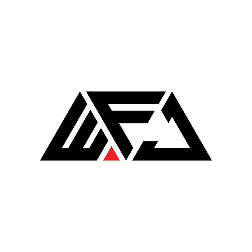 WFJ triangle letter logo design with triangle shape. WFJ triangle logo design monogram. WFJ triangle vector logo template with red color. WFJ triangular logo Simple, Elegant, and Luxurious Logo. WFJ