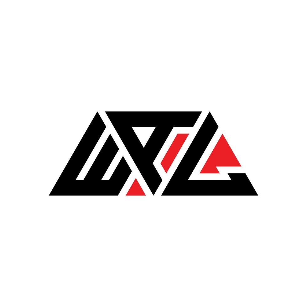 WAL triangle letter logo design with triangle shape. WAL triangle logo design monogram. WAL triangle vector logo template with red color. WAL triangular logo Simple, Elegant, and Luxurious Logo. WAL