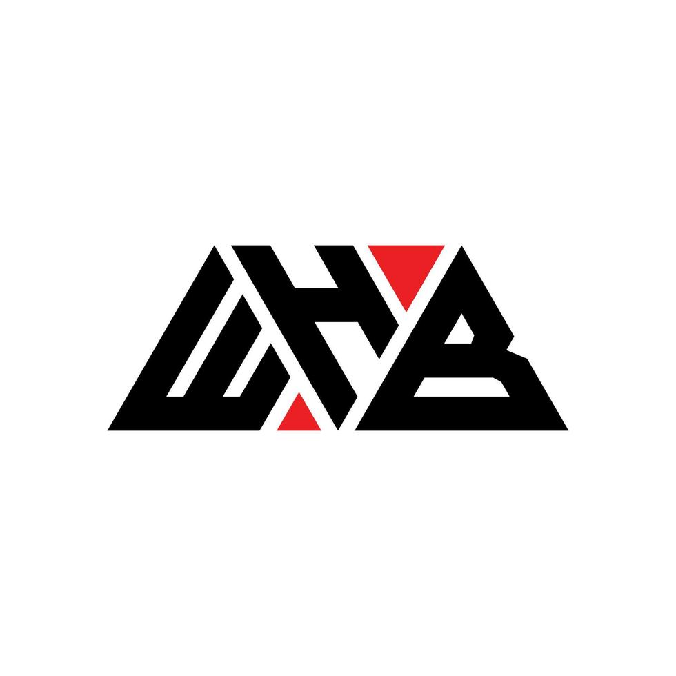 WHB triangle letter logo design with triangle shape. WHB triangle logo design monogram. WHB triangle vector logo template with red color. WHB triangular logo Simple, Elegant, and Luxurious Logo. WHB