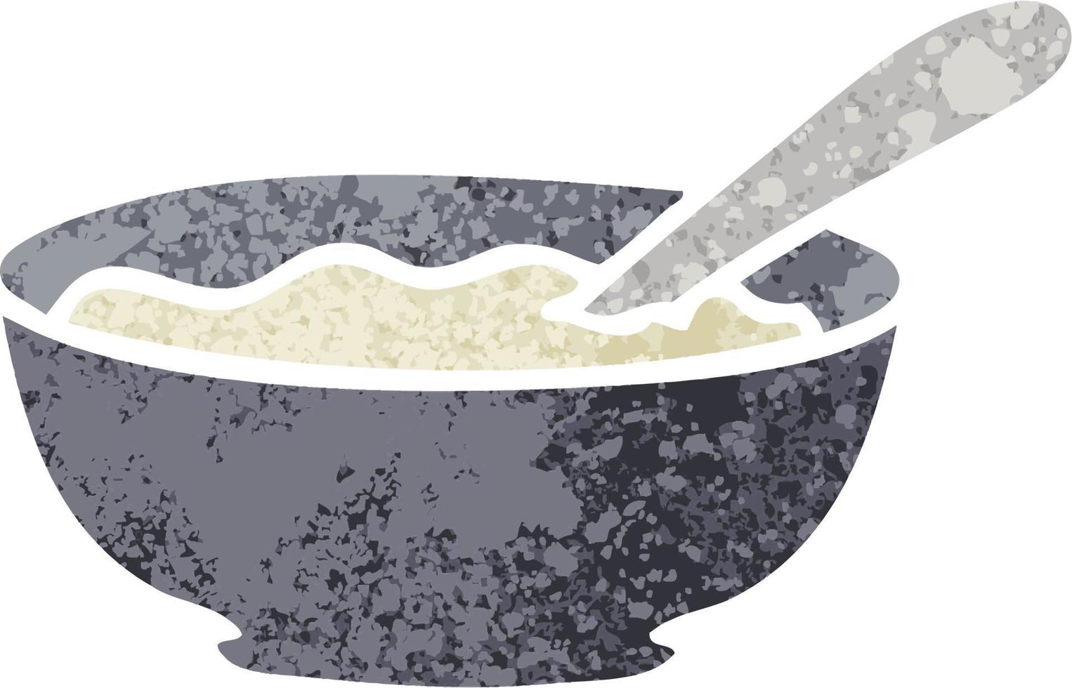 quirky retro illustration style cartoon bowl of porridge vector