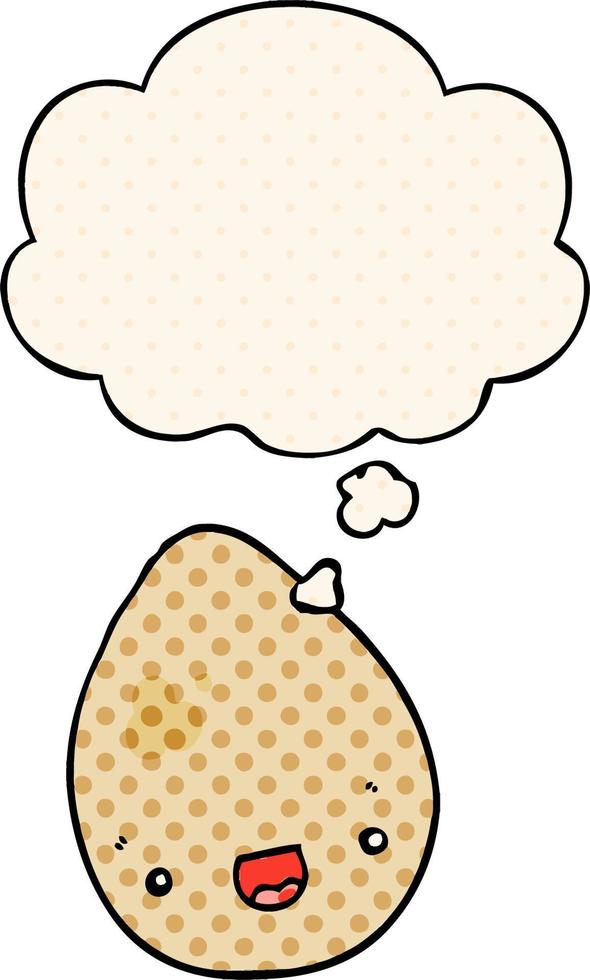 cartoon egg and thought bubble in comic book style vector