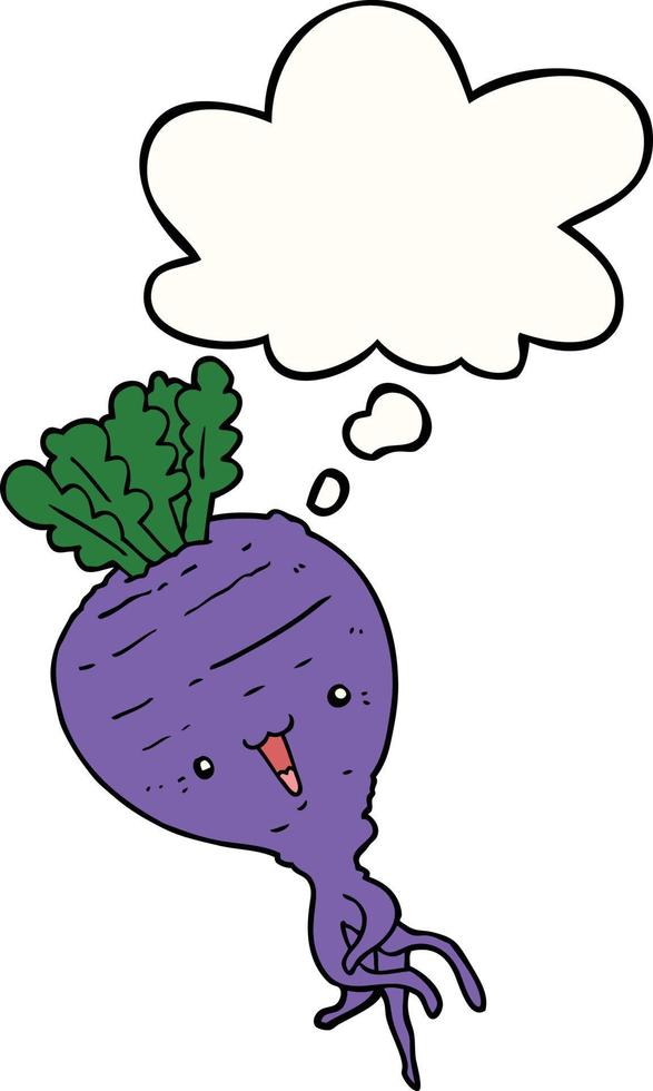 cartoon turnip and thought bubble vector