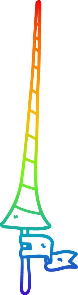 rainbow gradient line drawing cartoon medieval lance vector