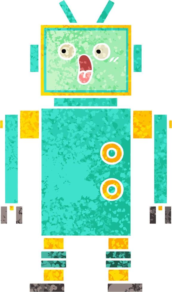 retro illustration style cartoon robot vector