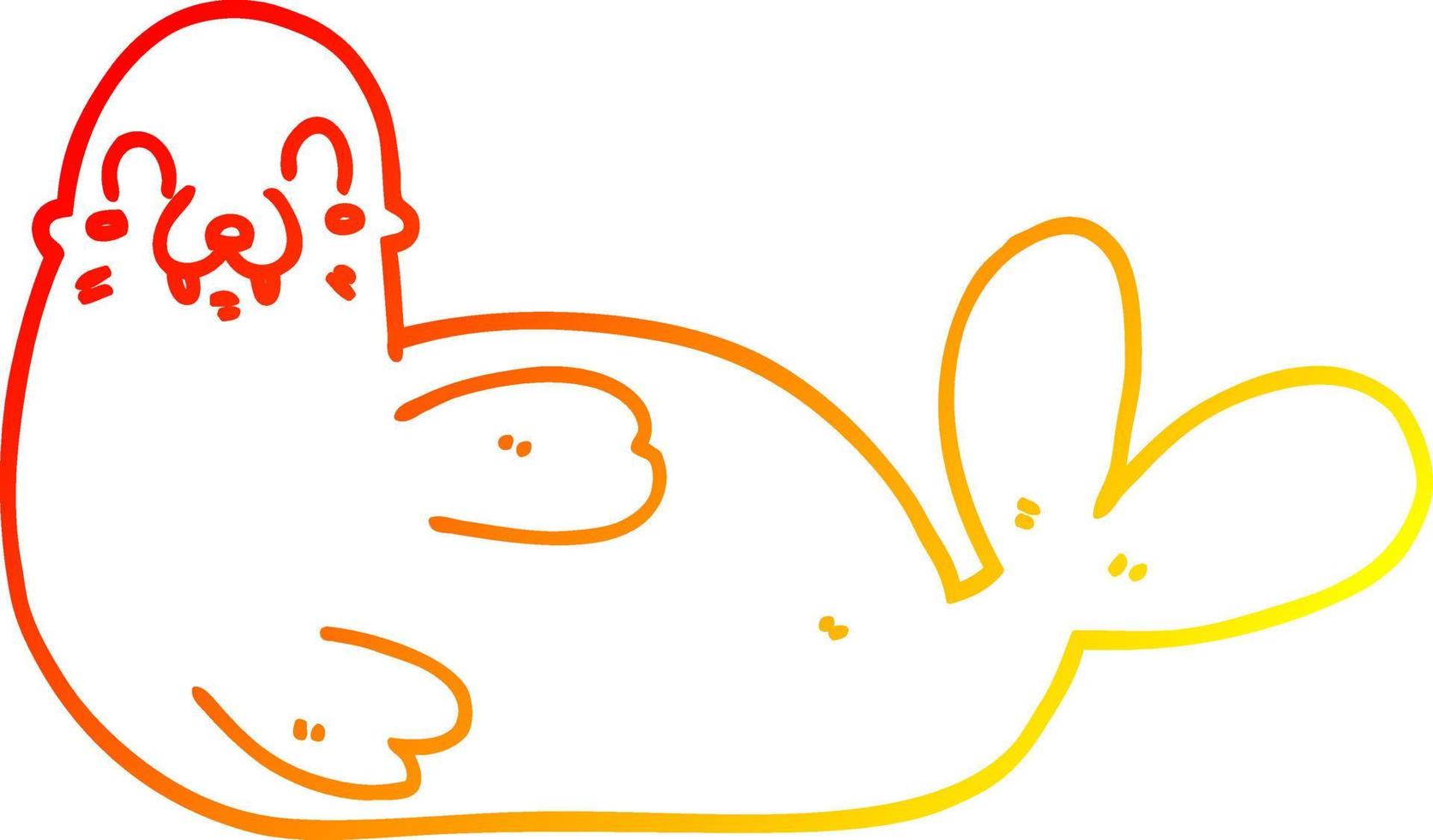 warm gradient line drawing cartoon seal vector