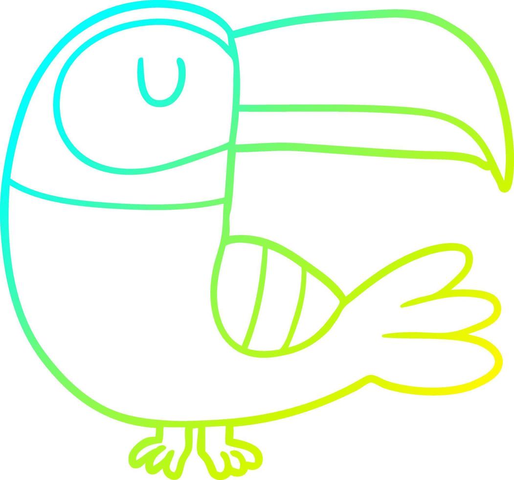cold gradient line drawing cartoon toucan vector