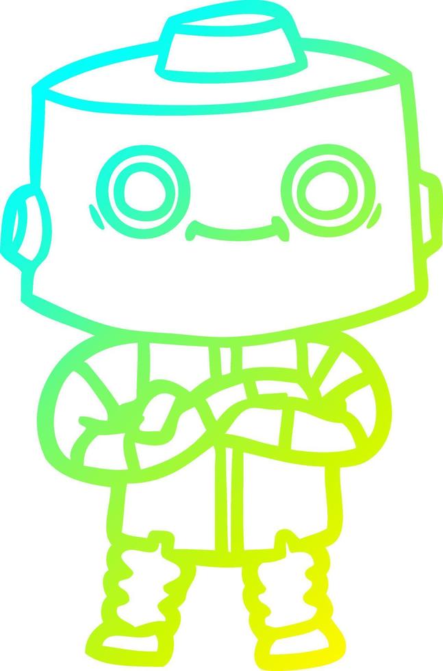 cold gradient line drawing cartoon robot vector