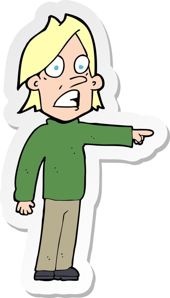 sticker of a cartoon surprised man vector