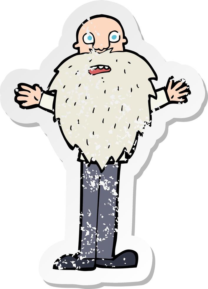 retro distressed sticker of a cartoon bearded old man vector