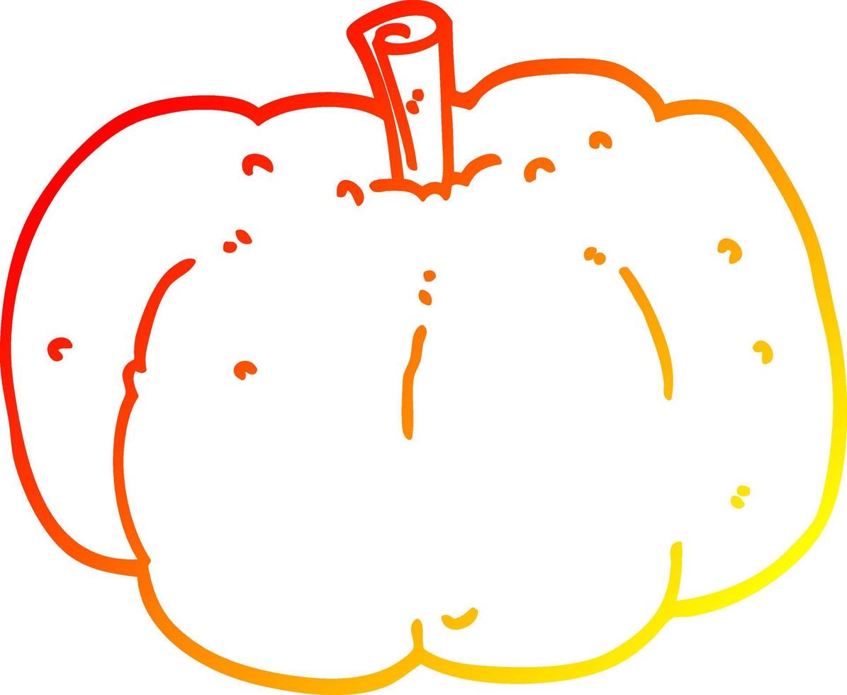 warm gradient line drawing cartoon pumpkin vector