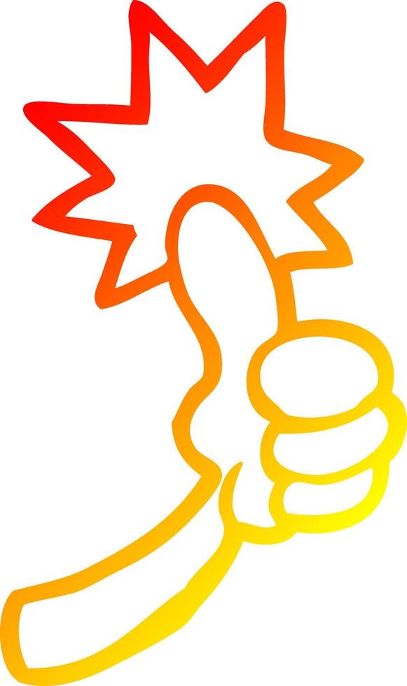 warm gradient line drawing cartoon thumbs up sign vector