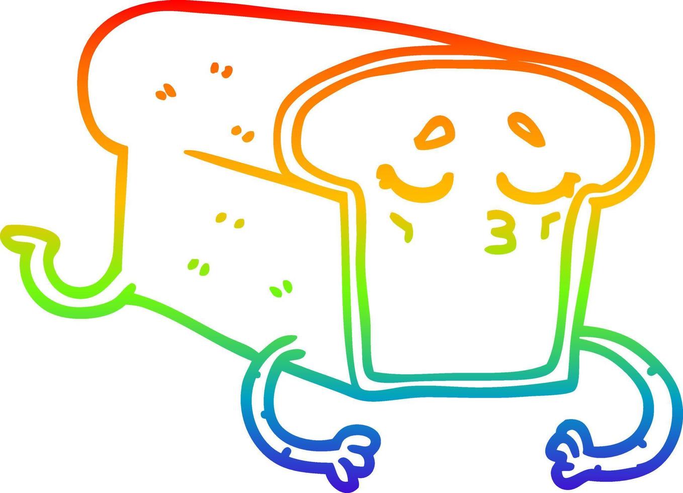 rainbow gradient line drawing cartoon loaf of bread vector