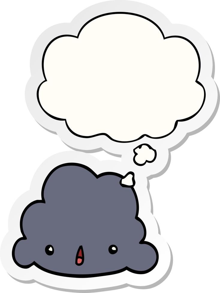 cartoon cloud and thought bubble as a printed sticker vector