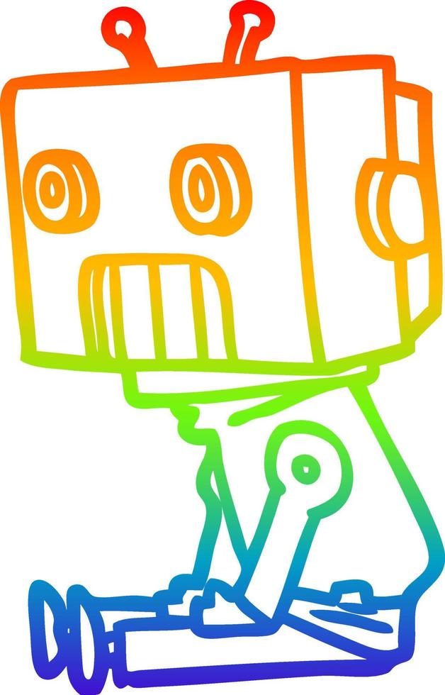 rainbow gradient line drawing cartoon robot vector