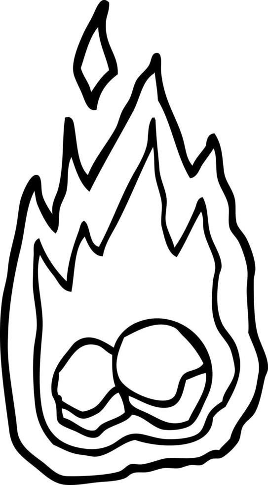 line drawing cartoon spooky burning halloween coals vector