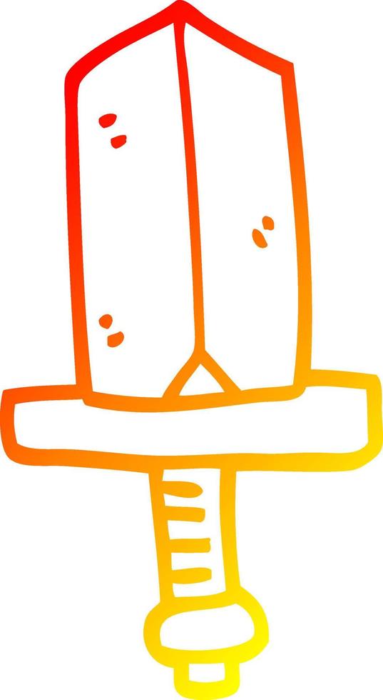 warm gradient line drawing cartoon jeweled dagger vector
