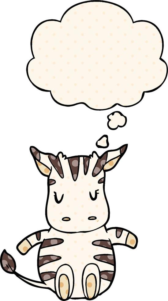 cartoon zebra and thought bubble in comic book style vector