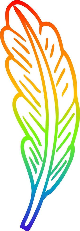 rainbow gradient line drawing cartoon bird feather vector